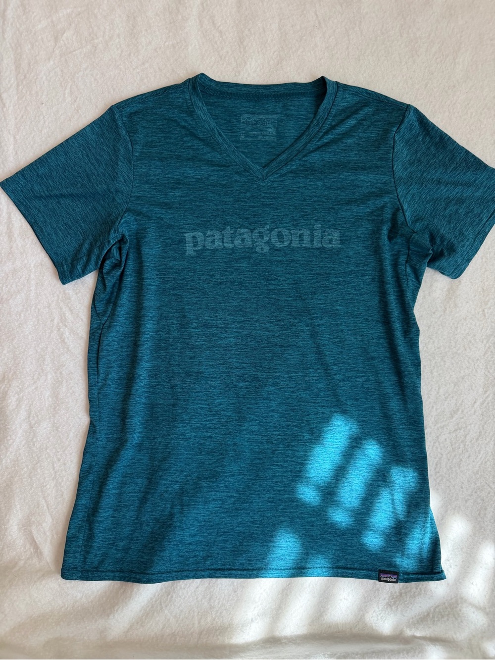 Patagonia Women's Teal Heather V-Neck Short Sleeve Tee